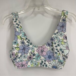 Floral Bikini Textured Scoop Neck Bralette Top Y2K Retro Soft Girl Coconut Girl